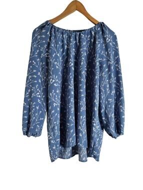 41 Hawthorn Off The Shoulder Peasant Long Sleeve Blouse White Botanical Size XL